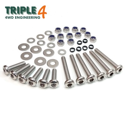 Land Rover Defender Marine Grade Stainless Steel Safari Rear Door Hinge Bolt Kit - Torx Head 